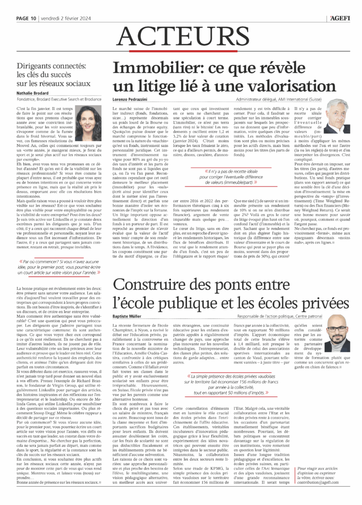Agefi un litige immobilier 01.02.2024